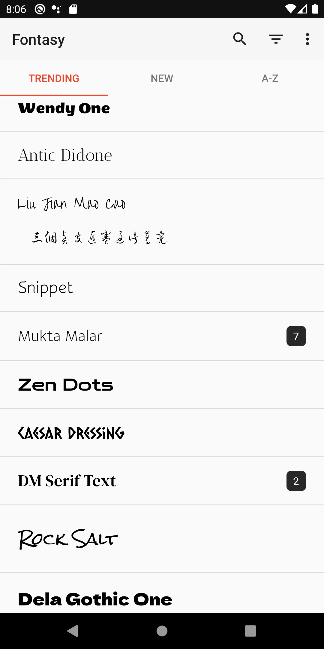 Fontasy - Google Fonts Browser screenshot